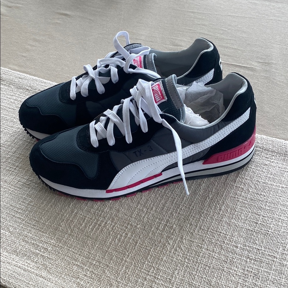 Puma Black and Pink Retro Sneakers